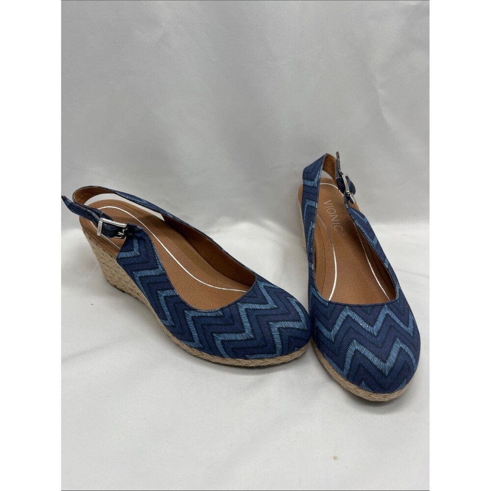 Vionic Coralina Blue Chevron Sling Back Sandals